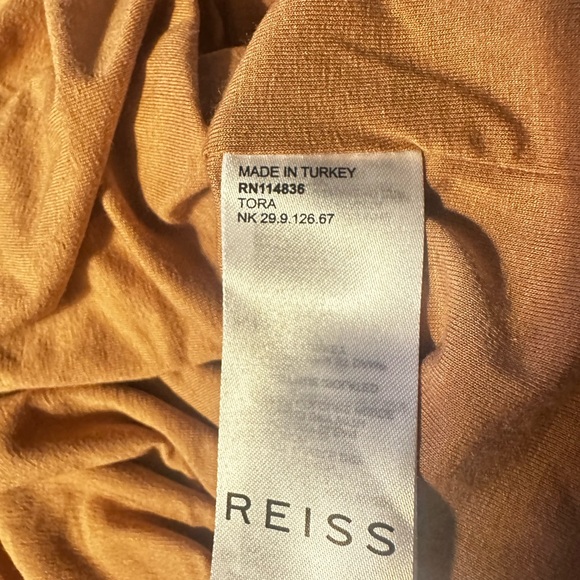 NEW Reiss Tora Ruched Jersey Body-Con Wool Viscose Knit Dress Blush Size Large - Picture 8 of 9